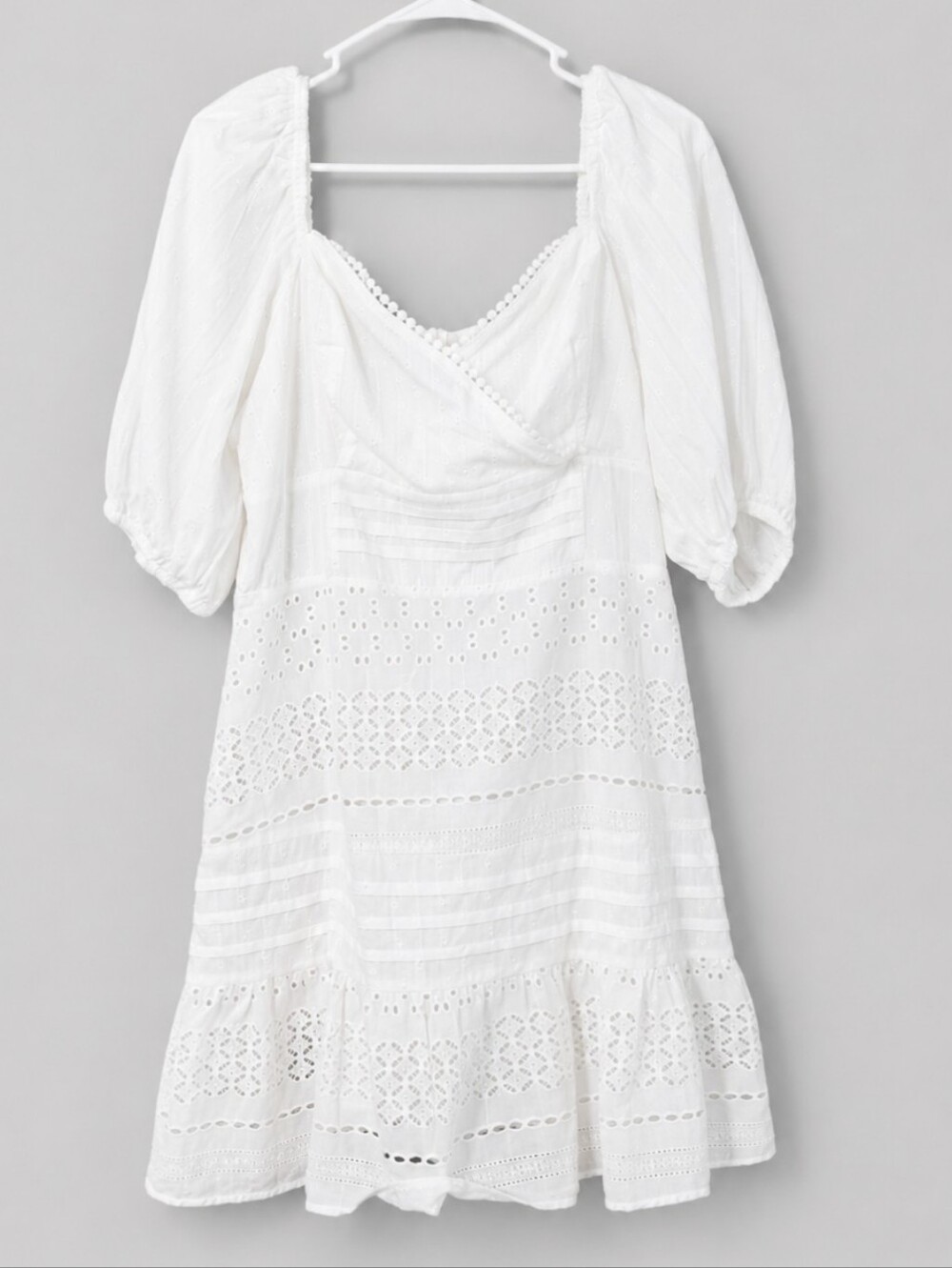 ASOS White Eyelet Lace Mini Dress XL Excellent Condition - Picture 2 of 6